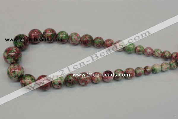 CRF31 15.5 inches multi sizes round dyed rain flower stone beads