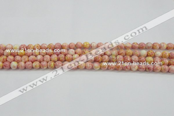 CRF314 15.5 inches 4mm round dyed rain flower stone beads wholesale