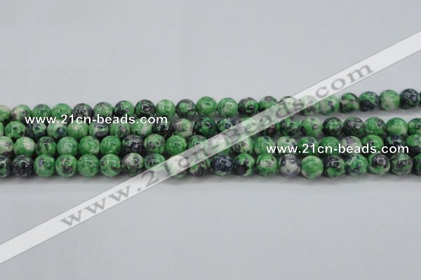 CRF351 15.5 inches 8mm round dyed rain flower stone beads wholesale