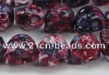 CRF364 15.5 inches 11*12mm skull dyed rain flower stone beads