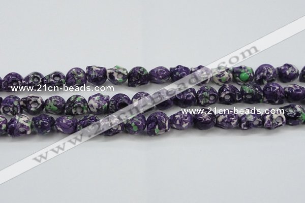 CRF365 15.5 inches 11*12mm skull dyed rain flower stone beads