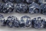 CRF367 15.5 inches 11*12mm skull dyed rain flower stone beads