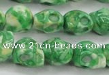 CRF371 15.5 inches 11*12mm skull dyed rain flower stone beads