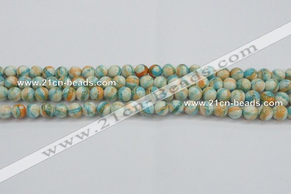 CRF393 15.5 inches 6mm round dyed rain flower stone beads wholesale