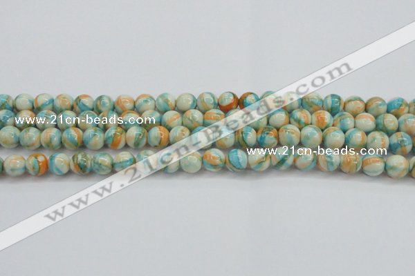 CRF394 15.5 inches 8mm round dyed rain flower stone beads wholesale