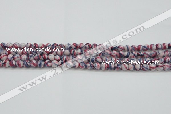 CRF404 15.5 inches 4mm round dyed rain flower stone beads wholesale