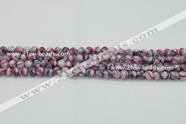 CRF405 15.5 inches 6mm round dyed rain flower stone beads wholesale