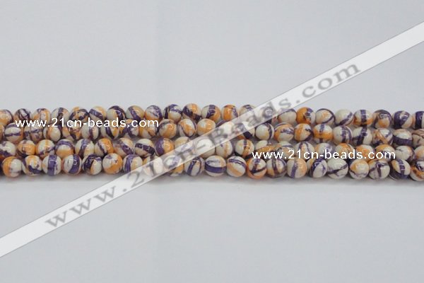 CRF411 15.5 inches 6mm round dyed rain flower stone beads wholesale