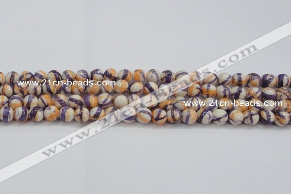 CRF412 15.5 inches 8mm round dyed rain flower stone beads wholesale