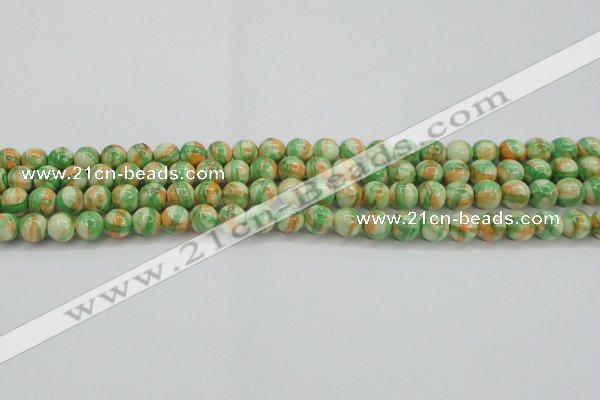 CRF417 15.5 inches 6mm round dyed rain flower stone beads wholesale