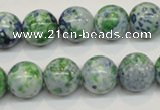 CRF47 15.5 inches 14mm round dyed rain flower stone beads wholesale