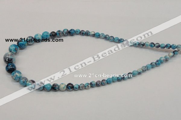 CRF64 15.5 inches multi sizes round dyed rain flower stone beads wholesale