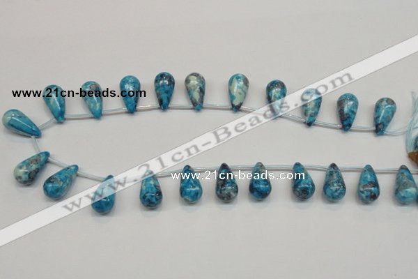 CRF68 11*21mm top-drilled teardrop dyed rain flower stone beads