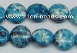 CRF69 15.5 inches 16mm flat round dyed rain flower stone beads