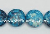 CRF70 15.5 inches 20mm flat round dyed rain flower stone beads