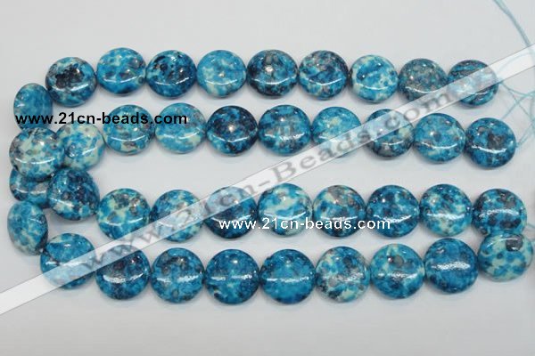 CRF70 15.5 inches 20mm flat round dyed rain flower stone beads