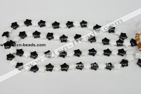 CRG01 15.5 inches 12*12mm star black & white agate beads wholesale