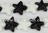 CRG23 15.5 inches 16*16mm star black & white agate gemstone beads