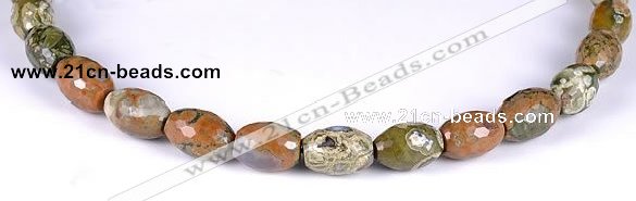 CRH02 10*14mm faceted rice natural rhyolite beads Wholesale