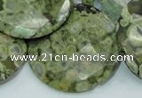 CRH109 15.5 inches 30mm faceted flat round rhyolite beads wholesale