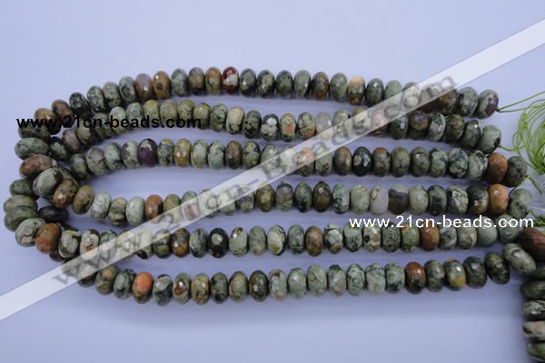 CRH118 15.5 inches 6*12mm faceted rondelle rhyolite gemstone beads