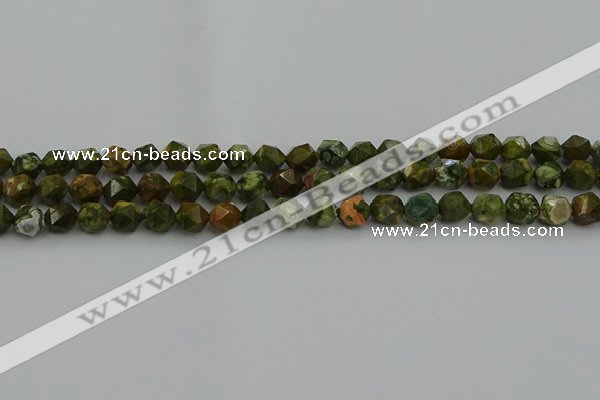 CRH161 15.5 inches 6mm faceted nuggets rhyolite gemstone beads