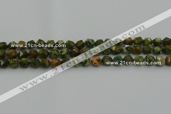 CRH162 15.5 inches 8mm faceted nuggets rhyolite gemstone beads