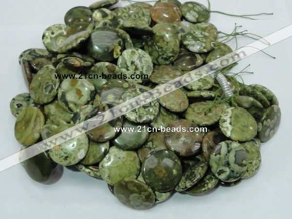 CRH38 15.5 inches 18mm flat round rhyolite beads wholesale