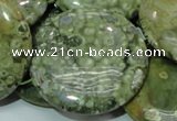 CRH41 15.5 inches 40mm flat round rhyolite beads wholesale