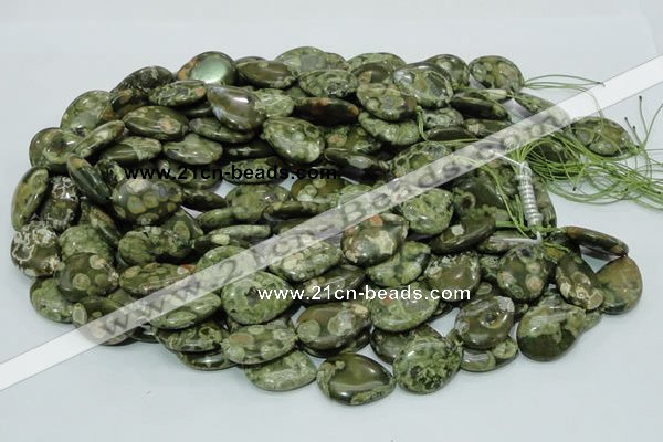 CRH48 15.5 inches 18*25mm flat teardrop rhyolite beads wholesale