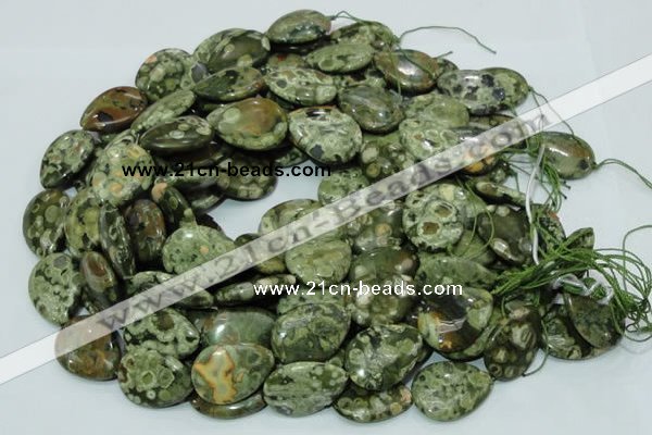 CRH49 15.5 inches 22*30mm flat teardrop rhyolite beads wholesale