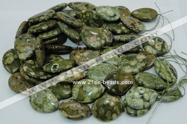 CRH50 15.5 inches 30*40mm flat teardrop rhyolite beads wholesale