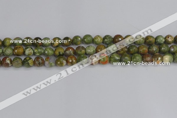 CRH528 15.5 inches 8mm faceted round rhyolite beads wholesale