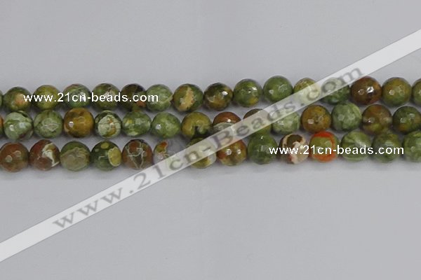 CRH530 15.5 inches 12mm faceted round rhyolite beads wholesale