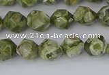 CRH535 15.5 inches 6mm faceted nuggets rhyolite gemstone beads