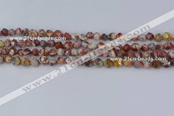 CRH547 15.5 inches 6mm faceted nuggets rhyolite gemstone beads