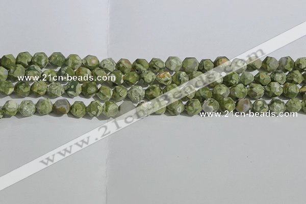 CRH554 15.5 inches 8mm faceted nuggets matte rhyolite gemstone beads