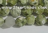 CRH555 15.5 inches 10mm faceted nuggets matte rhyolite gemstone beads