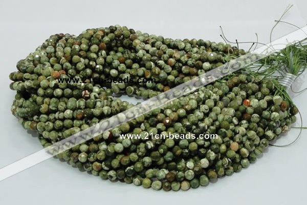 CRH56 15.5 inches 8mm faceted round rhyolite beads wholesale