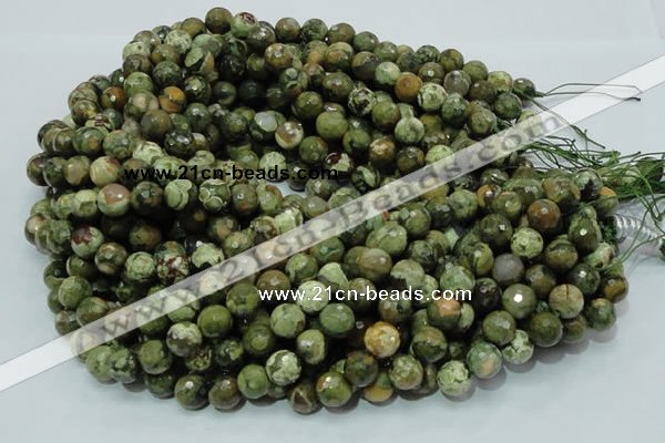 CRH58 15.5 inches 12mm faceted round rhyolite beads wholesale