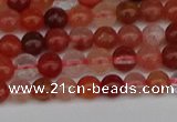 CRH600 15.5 inches 4mm round red rabbit hair quartz beads