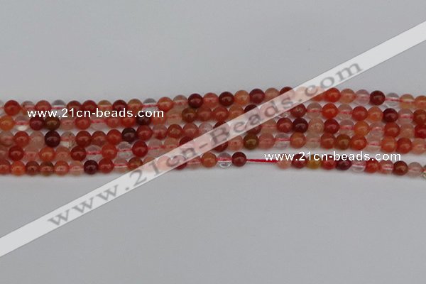 CRH600 15.5 inches 4mm round red rabbit hair quartz beads