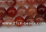 CRH602 15.5 inches 8mm round red rabbit hair quartz beads