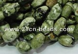 CRH66 15.5 inches 7*11mm faceted rice rhyolite beads wholesale