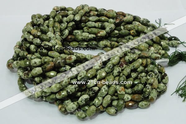 CRH66 15.5 inches 7*11mm faceted rice rhyolite beads wholesale