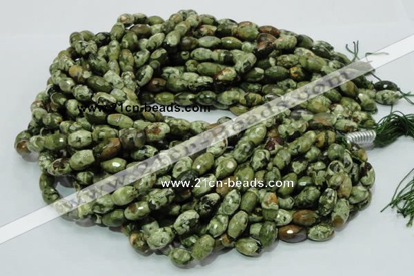 CRH67 15.5 inches 8*13mm faceted rice rhyolite beads wholesale