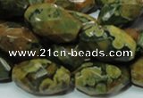 CRH69 15.5 inches 15*25mm faceted rice rhyolite beads wholesale