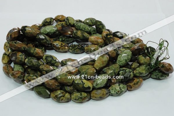 CRH69 15.5 inches 15*25mm faceted rice rhyolite beads wholesale