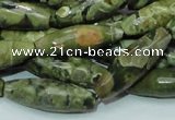 CRH70 15.5 inches 10*30mm faceted rice rhyolite beads wholesale