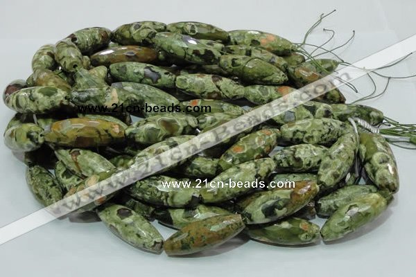 CRH72 15.5 inches 15*40mm faceted rice rhyolite beads wholesale